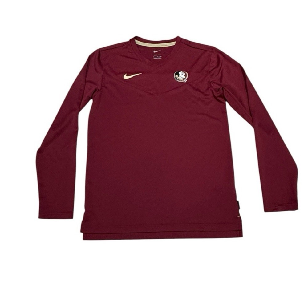 Nike FSU- FL State -Seminoles Long Sleeve Dri-FIT Performance Shirt Small Garnet